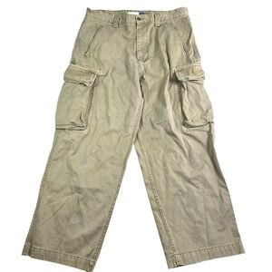 Vintage Y2K Gap Cargo Pants Mens 36x30 (29) Khaki Herringbone Utility Workwear